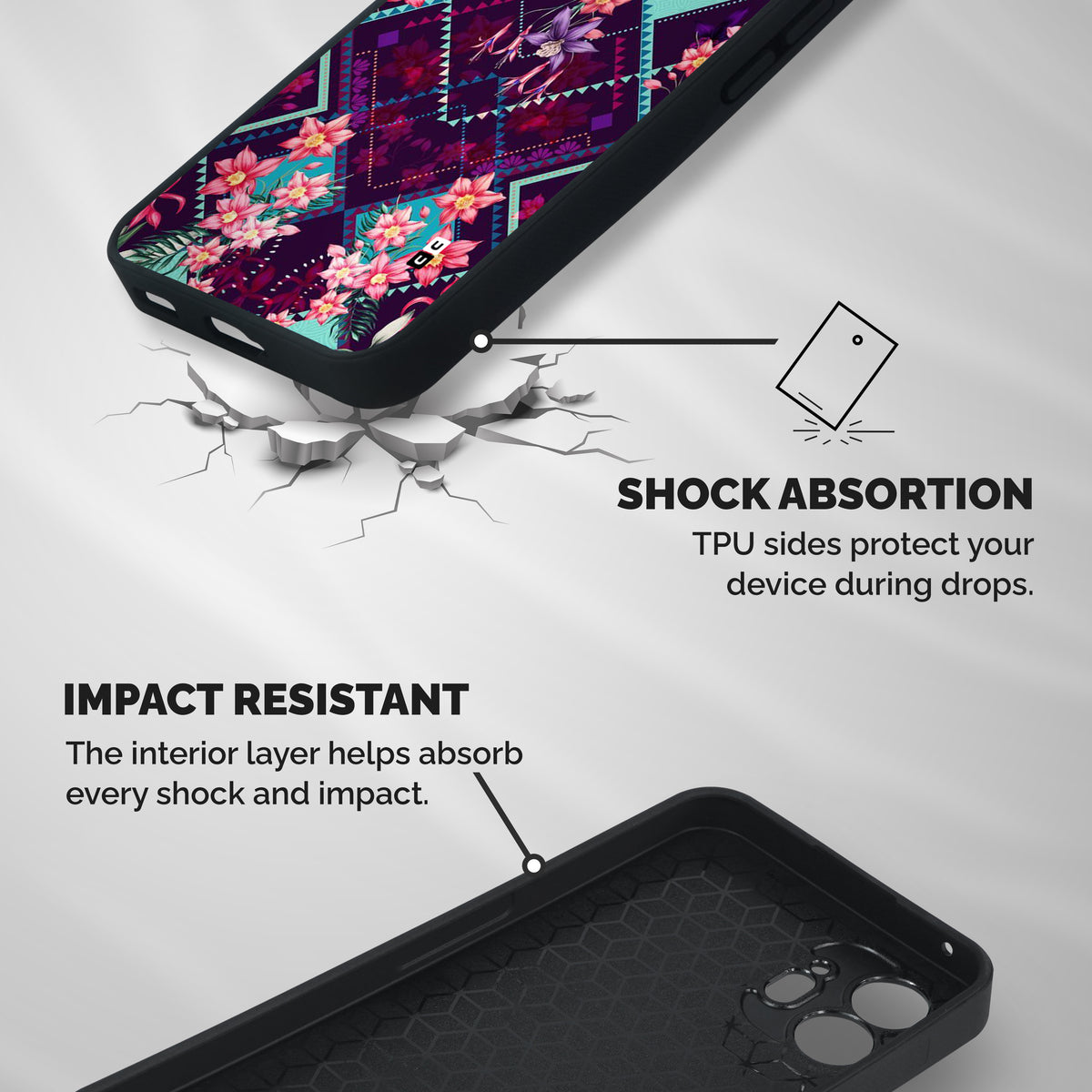 Floral Diamonds Shockproof Hybrid Protection (Metal + TPU) Back Case Cover
