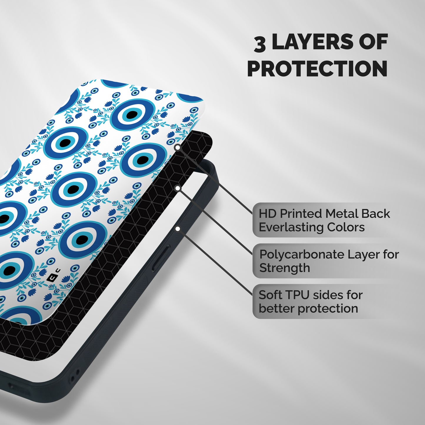 Floral Evil Eyes Shockproof Hybrid Protection (Metal + TPU) Back Case Cover