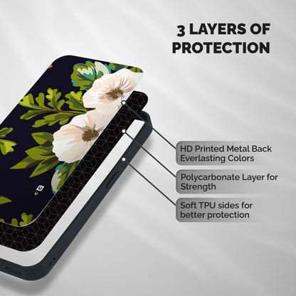 Floral Leaves Shockproof Hybrid Protection (Metal + TPU) Back Case Cover