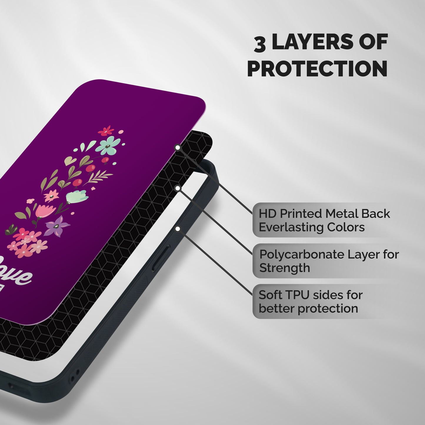 Floral Love Shockproof Hybrid Protection (Metal + TPU) Back Case Cover