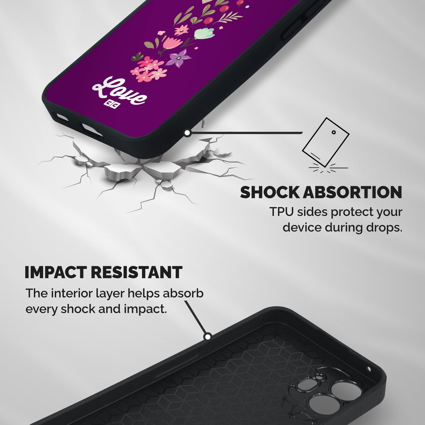 Floral Love Shockproof Hybrid Protection (Metal + TPU) Back Case Cover