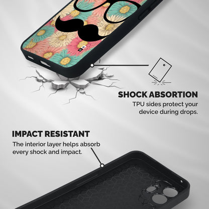 Floral Moustache Shockproof Hybrid Protection (Metal + TPU) Back Case Cover