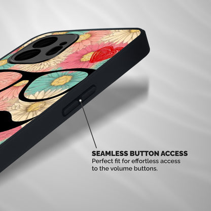 Floral Moustache Shockproof Hybrid Protection (Metal + TPU) Back Case Cover