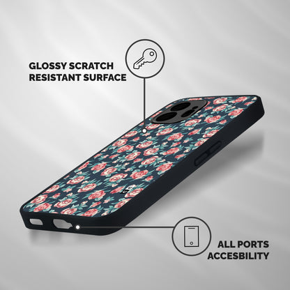 Floral Navy Bloom Shockproof Hybrid Protection (Metal + TPU) Back Case Cover