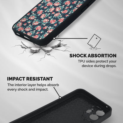 Floral Navy Bloom Shockproof Hybrid Protection (Metal + TPU) Back Case Cover