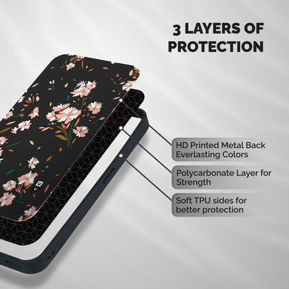 Floral Petals Peach Shockproof Hybrid Protection (Metal + TPU) Back Case Cover