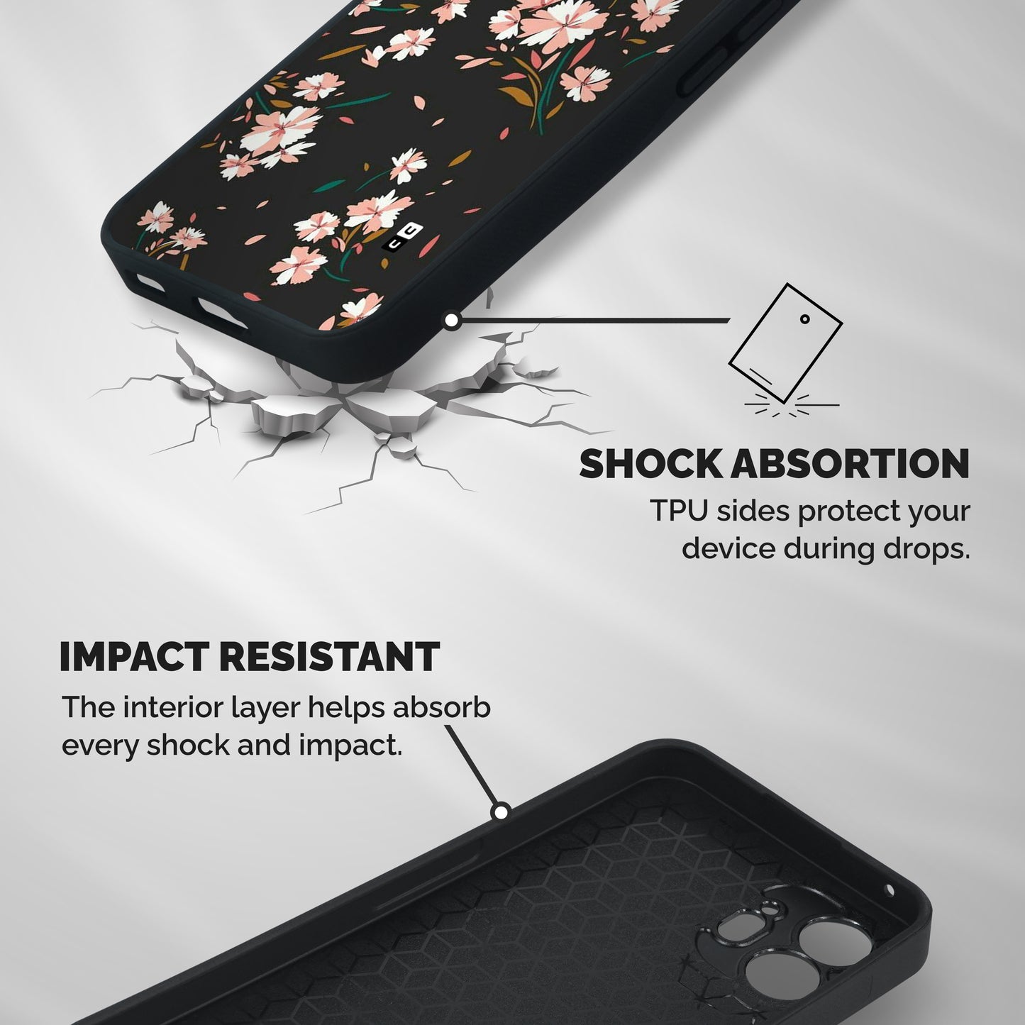 Floral Petals Peach Shockproof Hybrid Protection (Metal + TPU) Back Case Cover