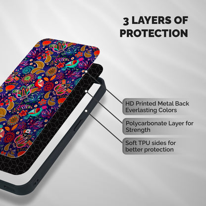 Floral Seamless Pattern Spring Flowers Shockproof Hybrid Protection (Metal + TPU) Back Case Cover
