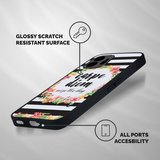 Floral Seize The Day Shockproof Hybrid Protection (Metal + TPU) Back Case Cover