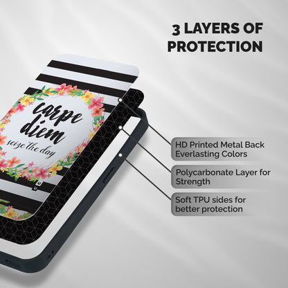 Floral Seize The Day Shockproof Hybrid Protection (Metal + TPU) Back Case Cover