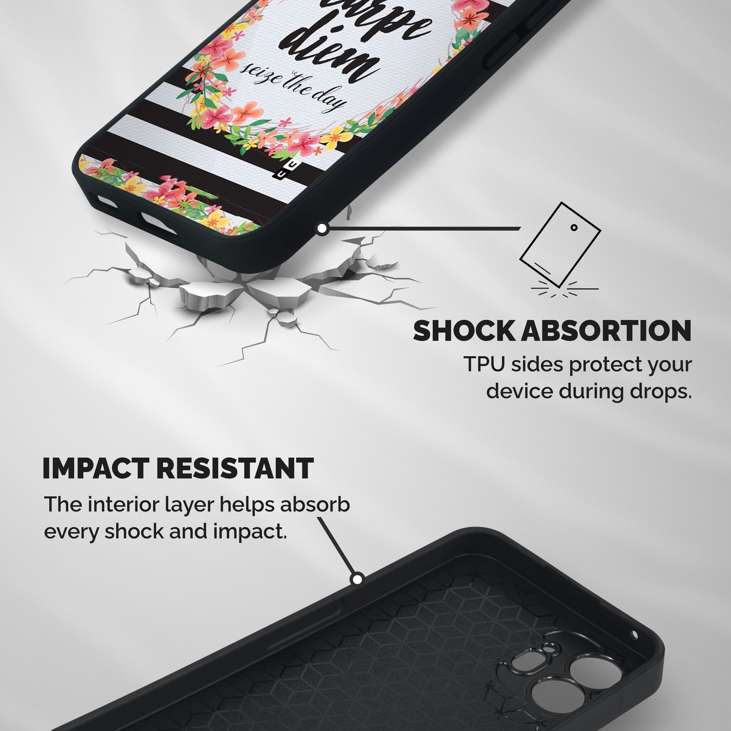 Floral Seize The Day Shockproof Hybrid Protection (Metal + TPU) Back Case Cover
