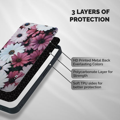 Floral Shades Pink Shockproof Hybrid Protection (Metal + TPU) Back Case Cover