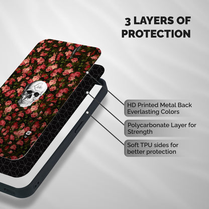 Floral Skull Love Shockproof Hybrid Protection (Metal + TPU) Back Case Cover