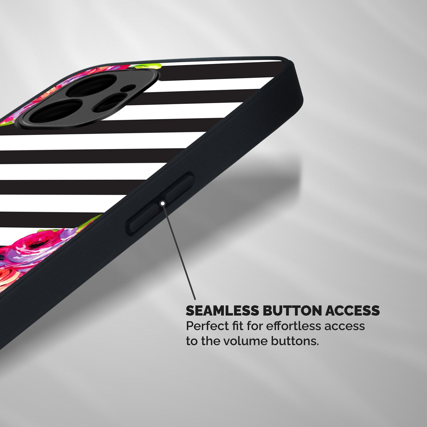 Floral Stripes Shockproof Hybrid Protection (Metal + TPU) Back Case Cover