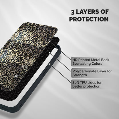 Floral Tile Shockproof Hybrid Protection (Metal + TPU) Back Case Cover