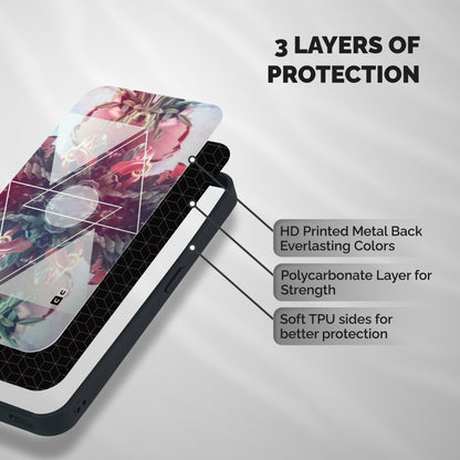 Floral Triangle Shockproof Hybrid Protection (Metal + TPU) Back Case Cover