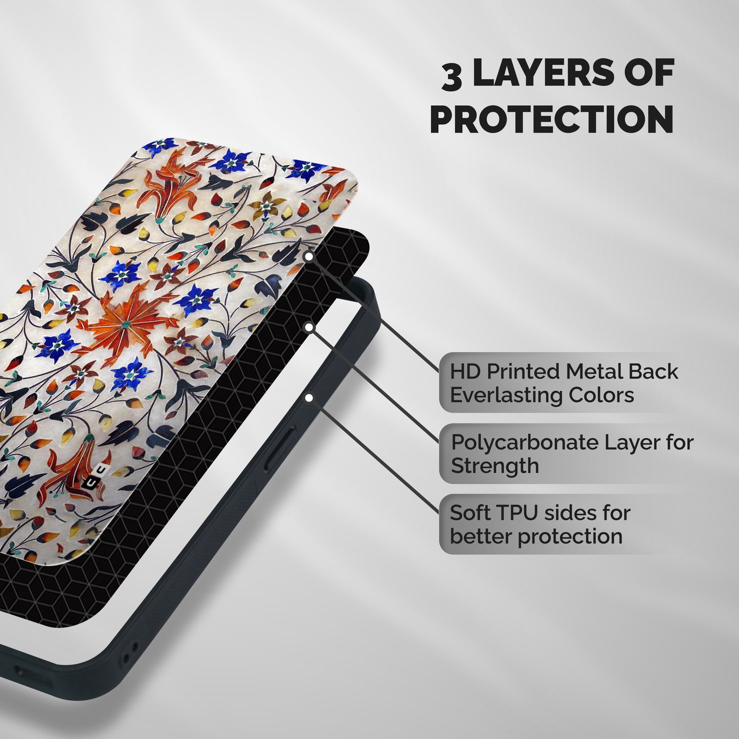 Floral Vintage Bloom Shockproof Hybrid Protection (Metal + TPU) Back Case Cover