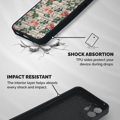 Floral Wall Design Shockproof Hybrid Protection (Metal + TPU) Back Case Cover