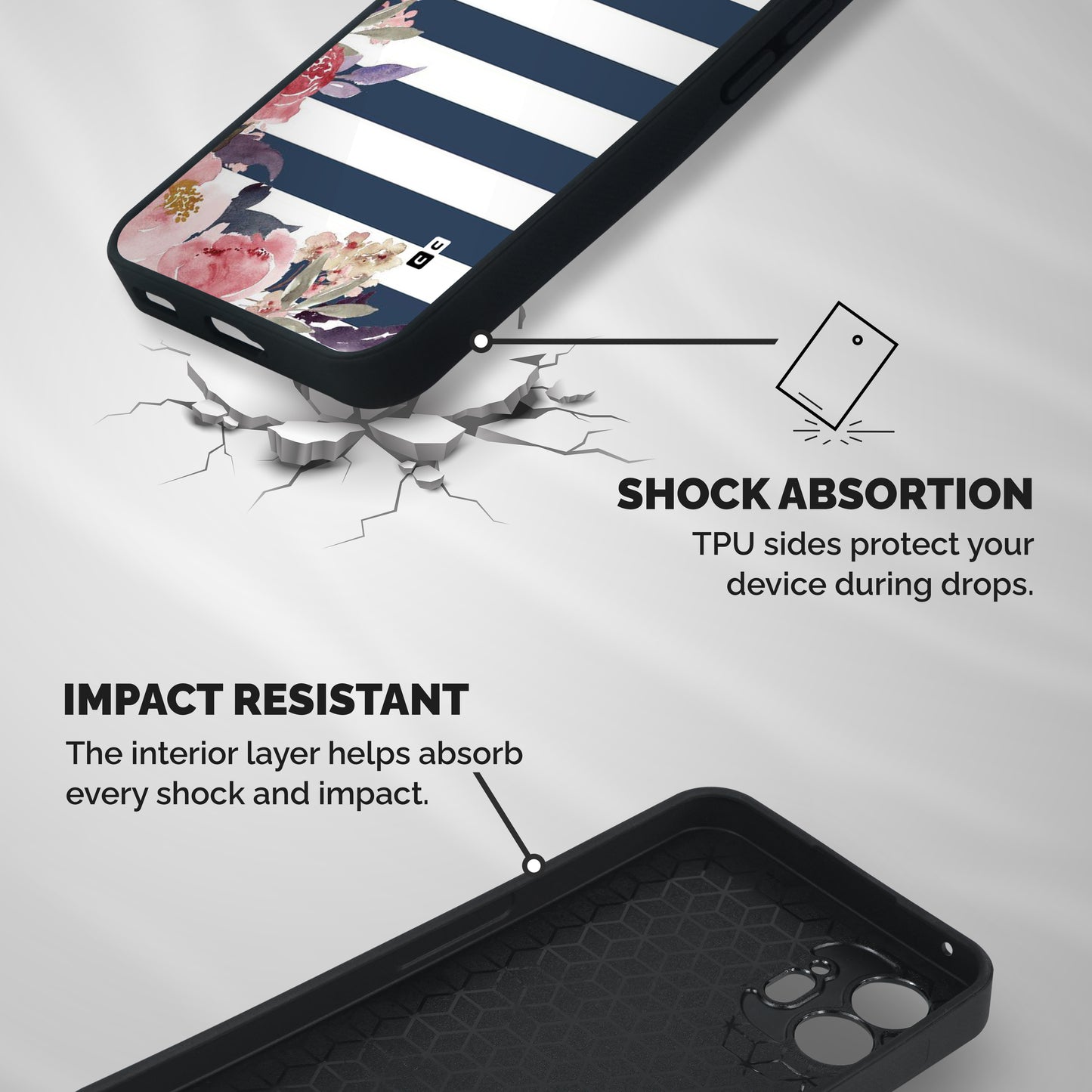 Floral Water Art Shockproof Hybrid Protection (Metal + TPU) Back Case Cover