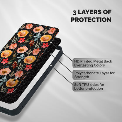 Florals Wonderful Pattern Shockproof Hybrid Protection (Metal + TPU) Back Case Cover