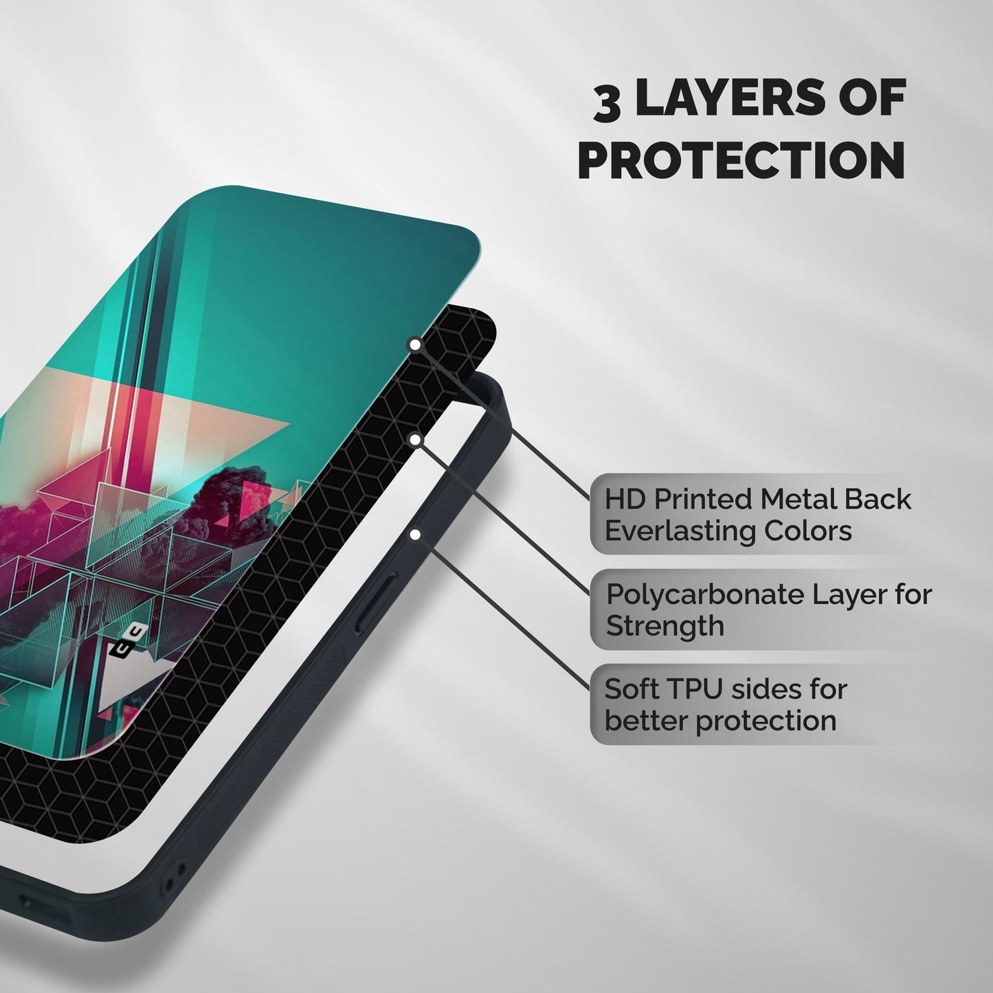Floroscent Abstract Shockproof Hybrid Protection (Metal + TPU) Back Case Cover