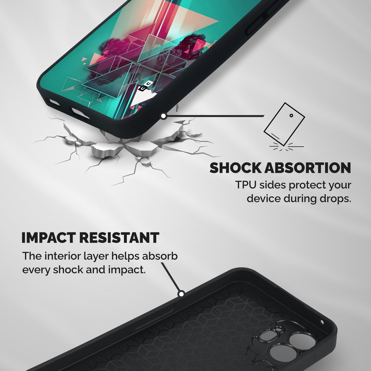 Floroscent Abstract Shockproof Hybrid Protection (Metal + TPU) Back Case Cover