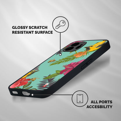 Flower Bird and Bee Shockproof Hybrid Protection (Metal + TPU) Back Case Cover