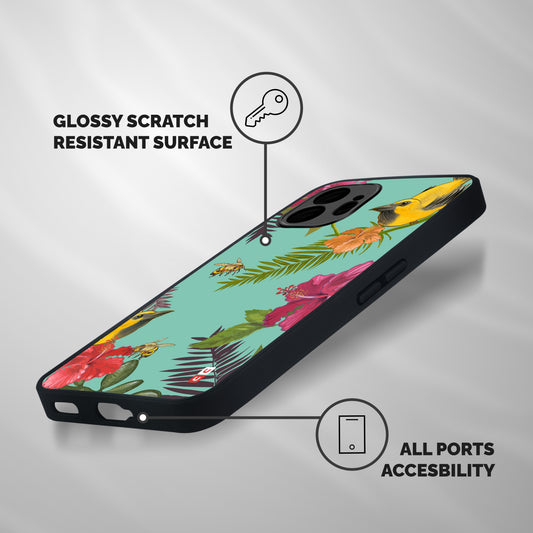 Flower Bird and Bee Shockproof Hybrid Protection (Metal + TPU) Back Case Cover
