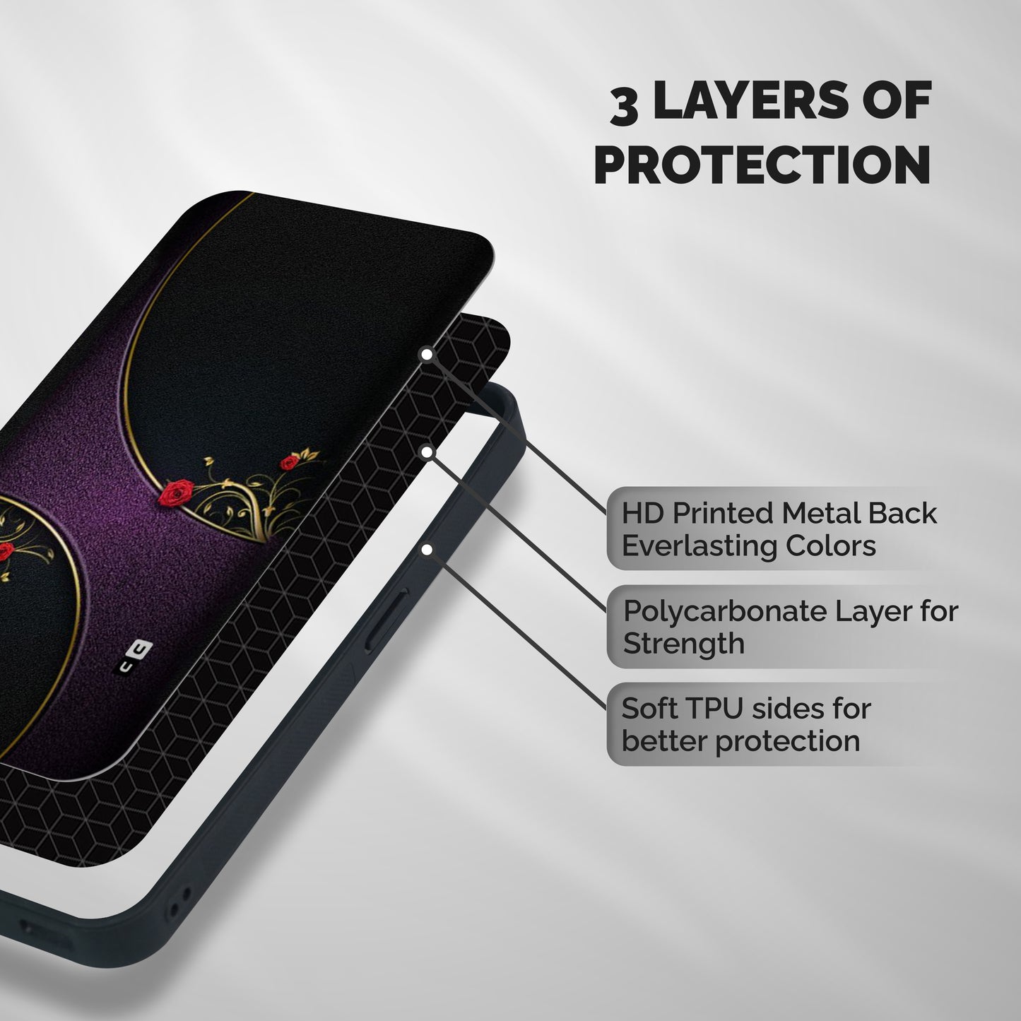 Flower Curves Shockproof Hybrid Protection (Metal + TPU) Back Case Cover