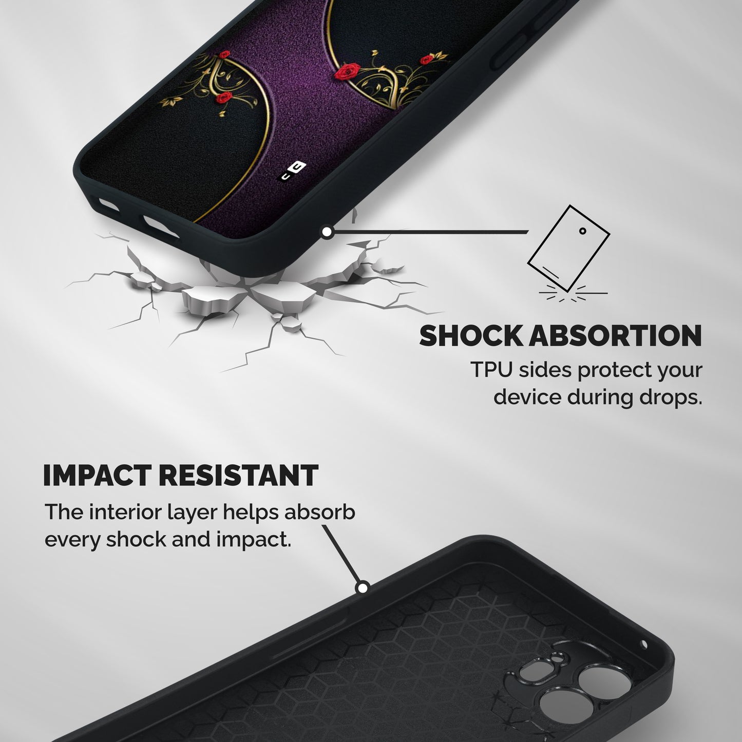 Flower Curves Shockproof Hybrid Protection (Metal + TPU) Back Case Cover