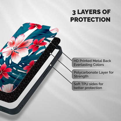 Flower design Shockproof Hybrid Protection (Metal + TPU) Back Case Cover