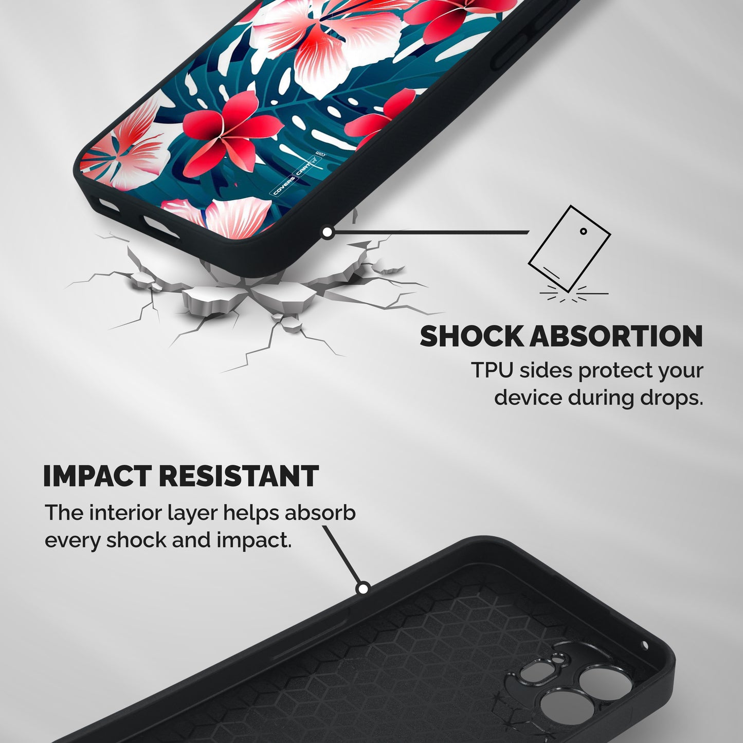 Flower design Shockproof Hybrid Protection (Metal + TPU) Back Case Cover
