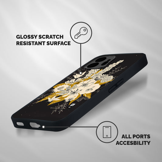 Flower Drawing Shockproof Hybrid Protection (Metal + TPU) Back Case Cover