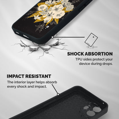 Flower Drawing Shockproof Hybrid Protection (Metal + TPU) Back Case Cover