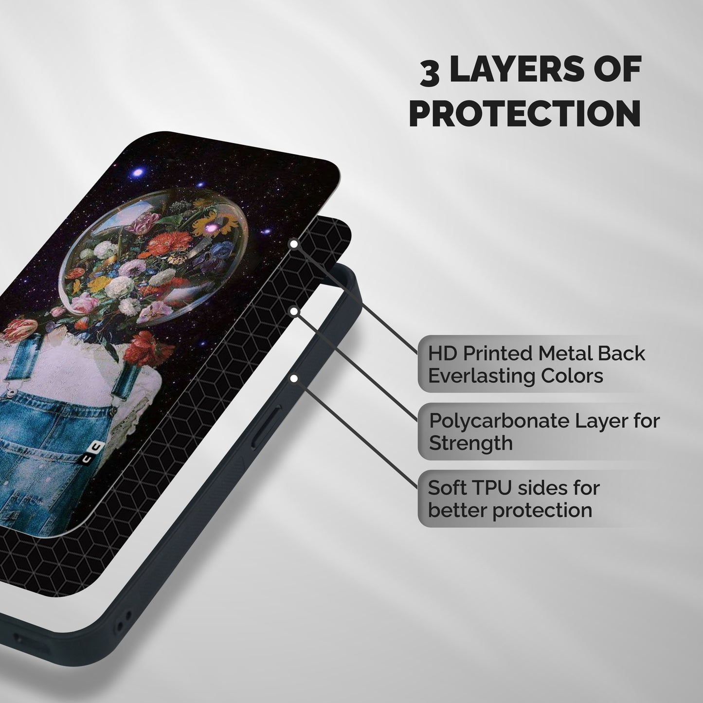 Flower Face Shockproof Hybrid Protection (Metal + TPU) Back Case Cover