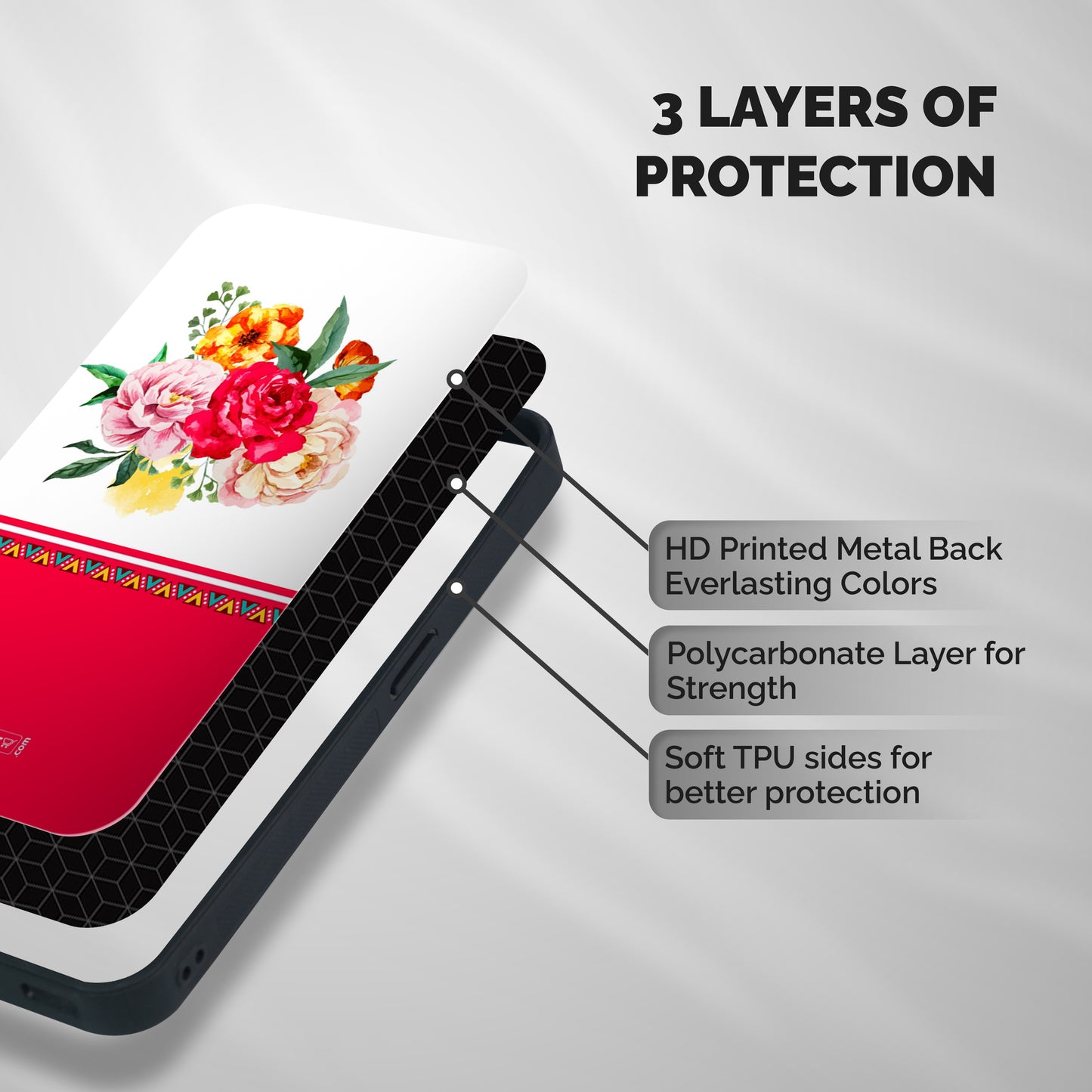 Flower Fusion Shockproof Hybrid Protection (Metal + TPU) Back Case Cover