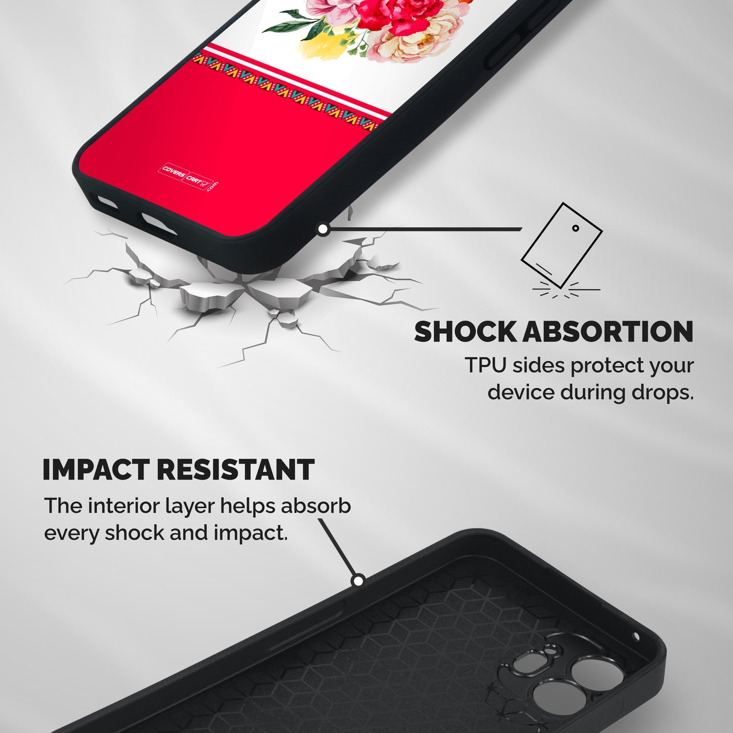 Flower Fusion Shockproof Hybrid Protection (Metal + TPU) Back Case Cover