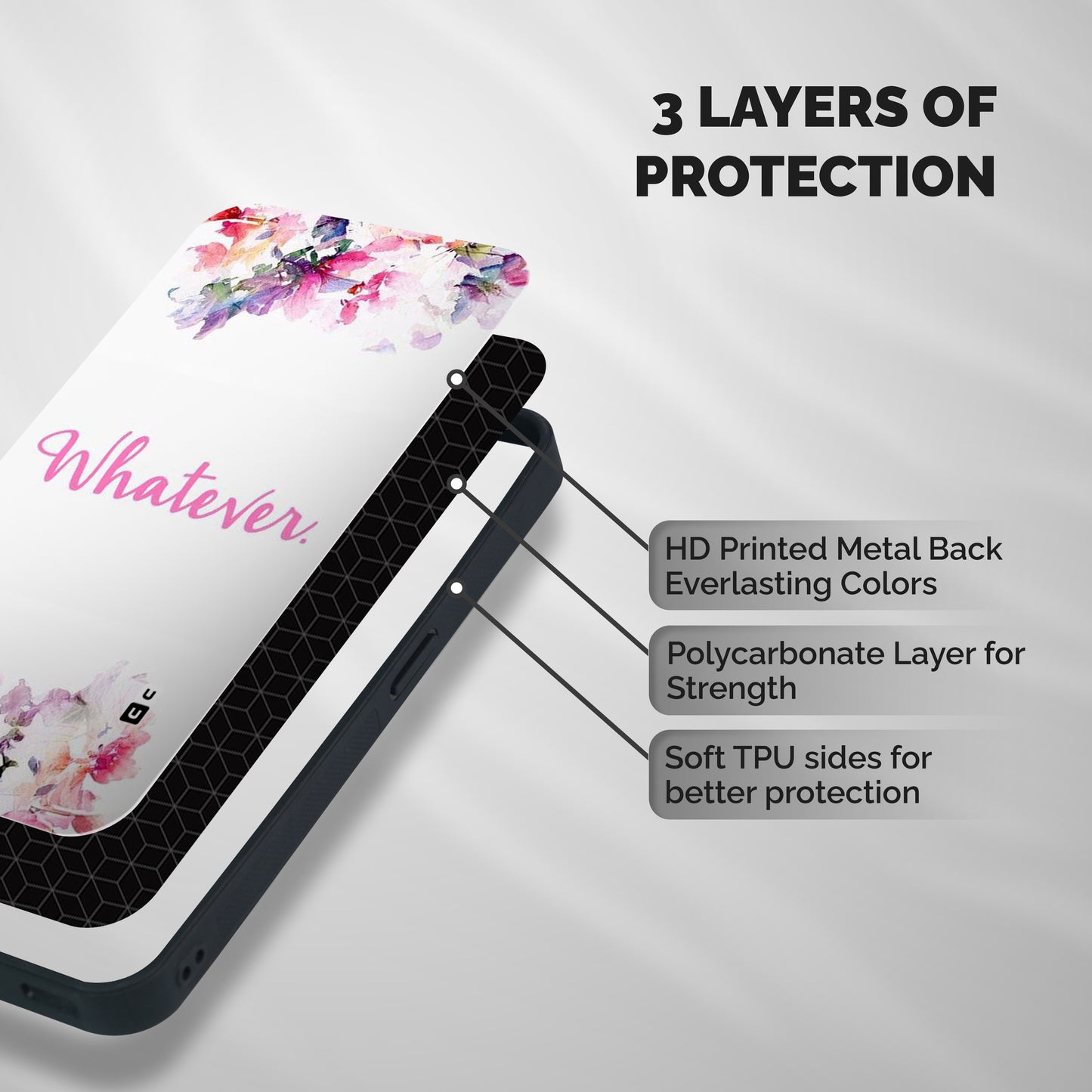 Flower Whatever Shockproof Hybrid Protection (Metal + TPU) Back Case Cover