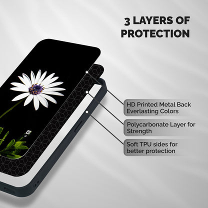Flower White Spring Shockproof Hybrid Protection (Metal + TPU) Back Case Cover