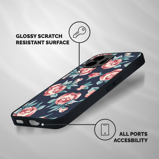 Flowers Painting Shockproof Hybrid Protection (Metal + TPU) Back Case Cover