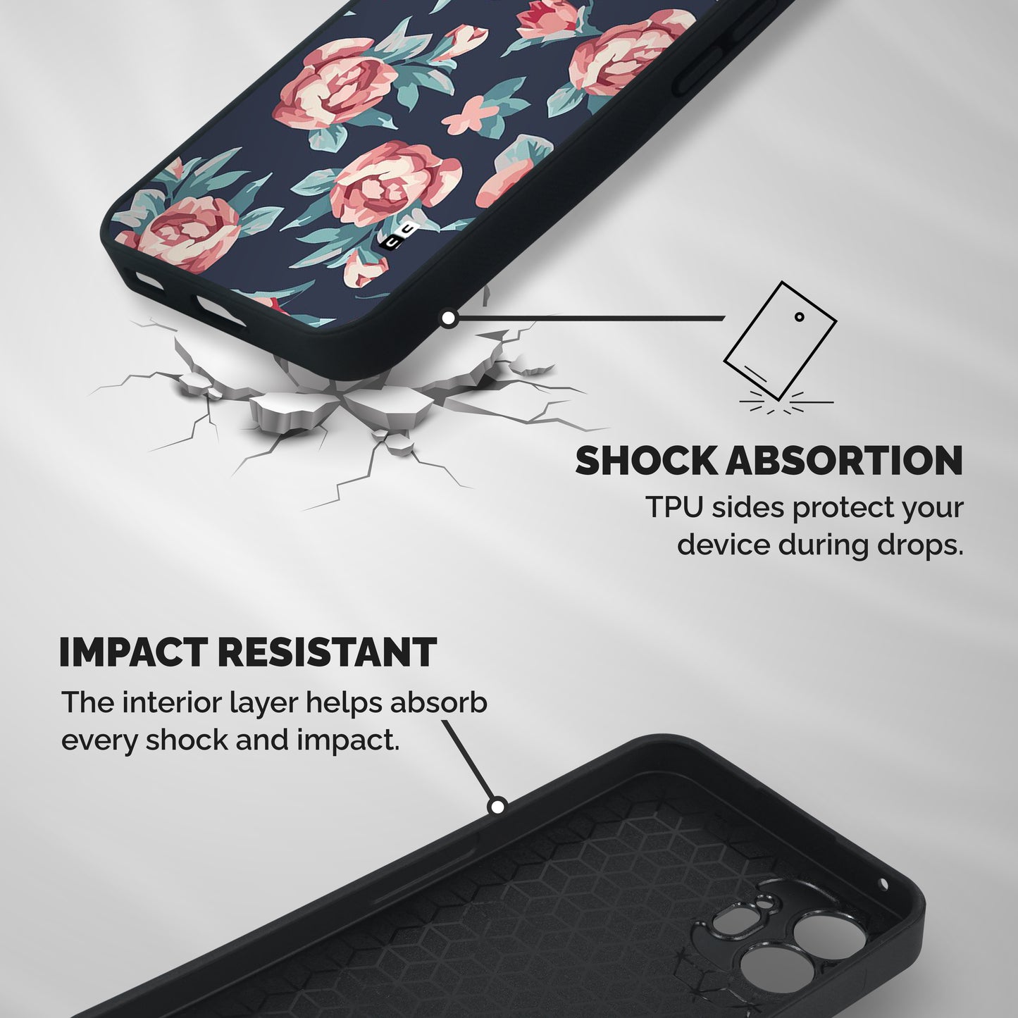 Flowers Painting Shockproof Hybrid Protection (Metal + TPU) Back Case Cover