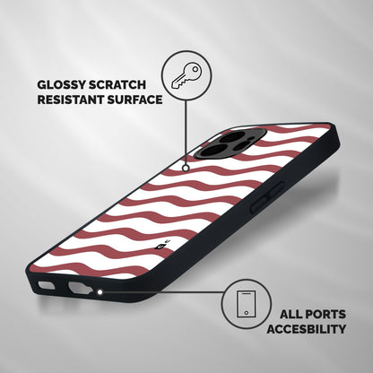Flowing Stripes Red White Shockproof Hybrid Protection (Metal + TPU) Back Case Cover