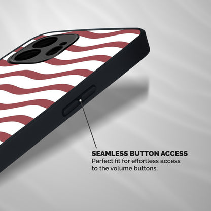 Flowing Stripes Red White Shockproof Hybrid Protection (Metal + TPU) Back Case Cover