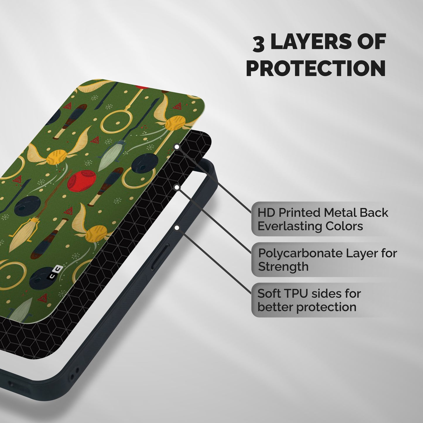 Flying Ball Pattern Shockproof Hybrid Protection (Metal + TPU) Back Case Cover