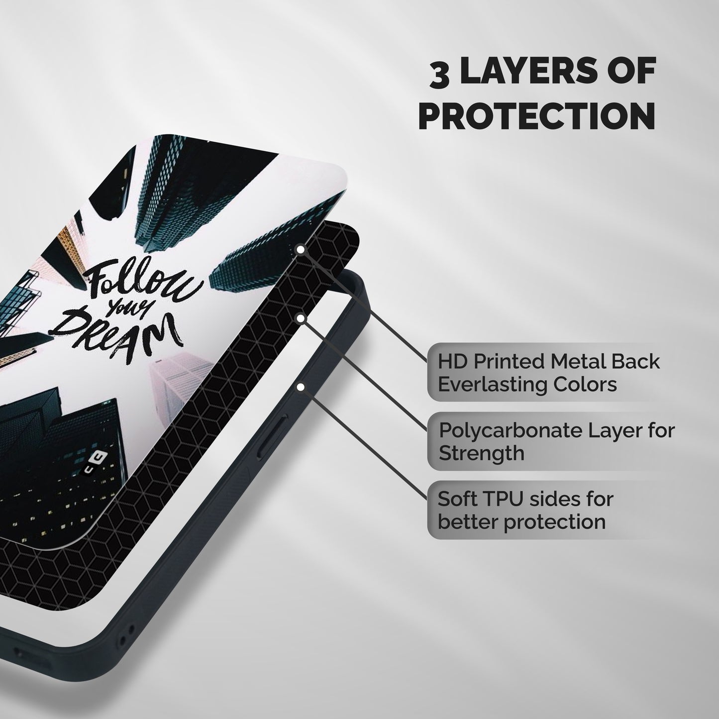 Follow Dream Shockproof Hybrid Protection (Metal + TPU) Back Case Cover