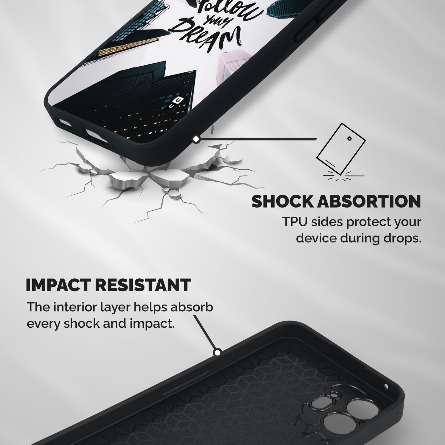 Follow Dream Shockproof Hybrid Protection (Metal + TPU) Back Case Cover