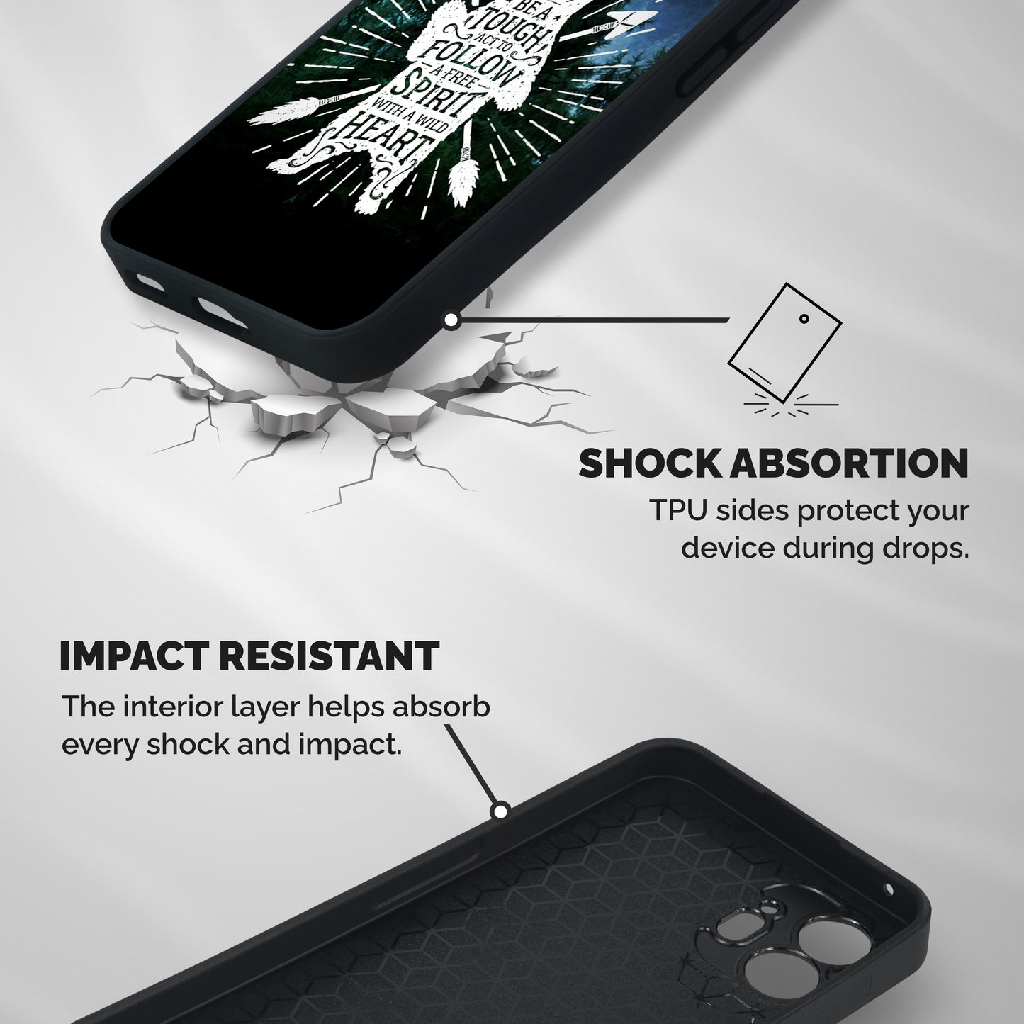Follow Spirit Heart Shockproof Hybrid Protection (Metal + TPU) Back Case Cover