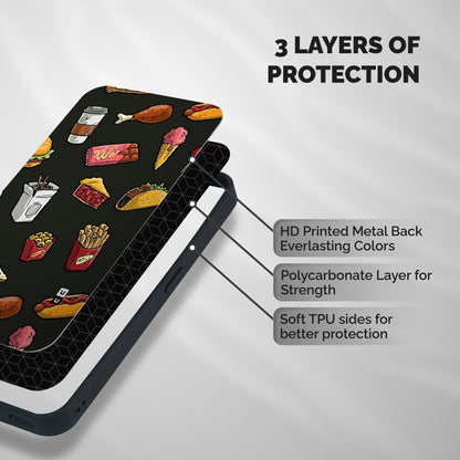 Foodie Pattern Shockproof Hybrid Protection (Metal + TPU) Back Case Cover