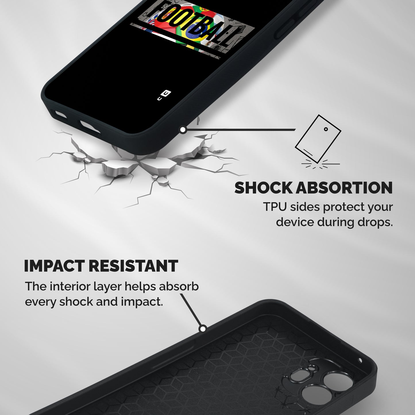 Football Typography Shockproof Hybrid Protection (Metal + TPU) Back Case Cover
