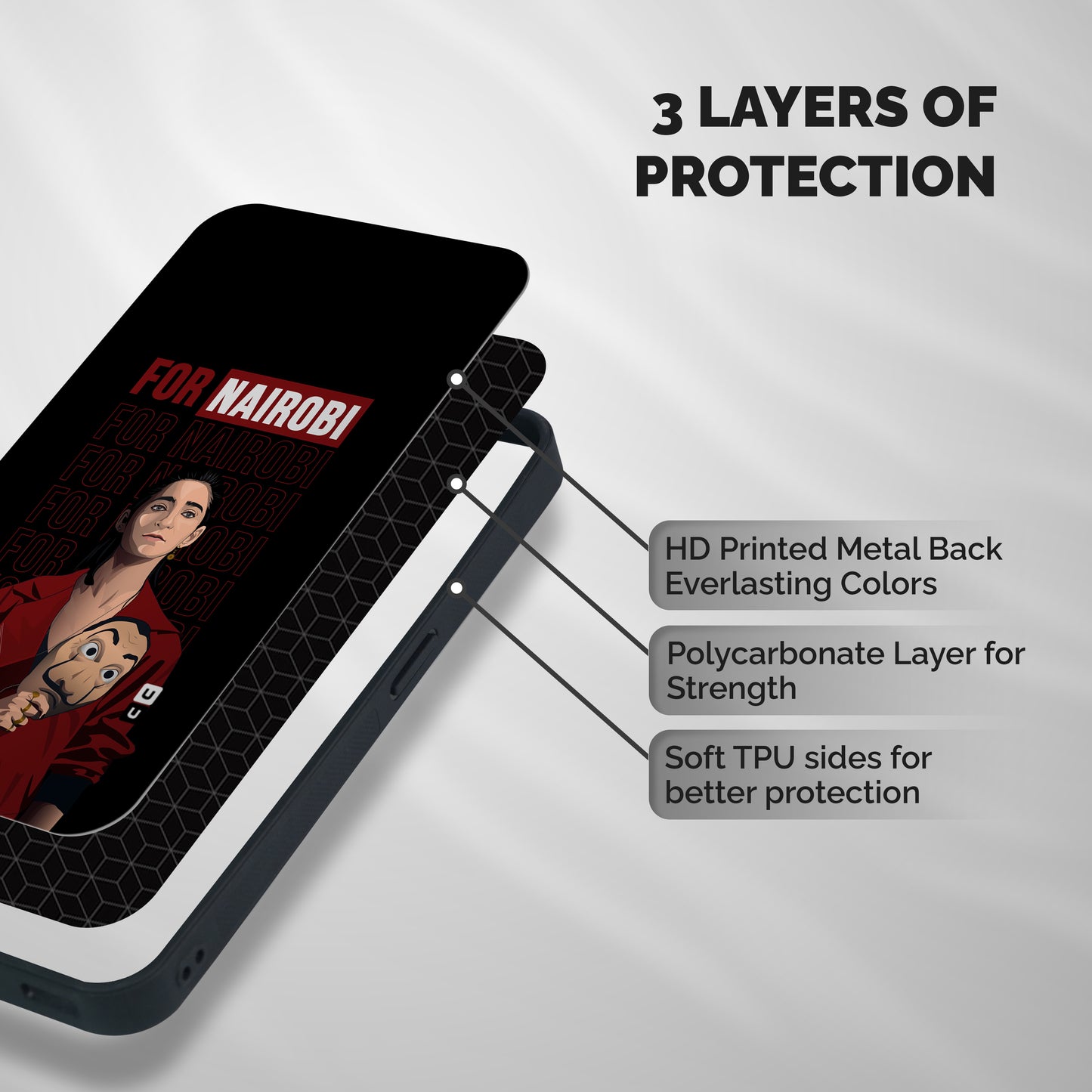 For Nairobi Money Heist Shockproof Hybrid Protection (Metal + TPU) Back Case Cover